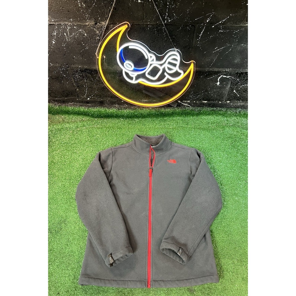 The North Face Jacket Gray Sherpa Fleece Zip Up Boys Youth Size X-Large XL
